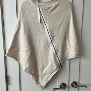 Lululemon Cream Asymmetrical Zip Knit Poncho Sweater
